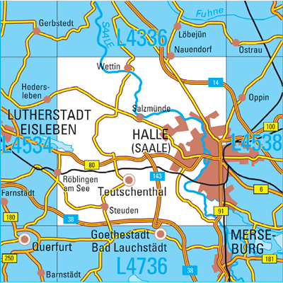 L4536 Halle (Saale) Topographische Karte 1:50000