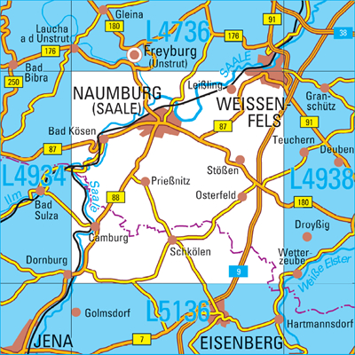 L4936 Naumburg (Saale) Topographische Karte 1:50000