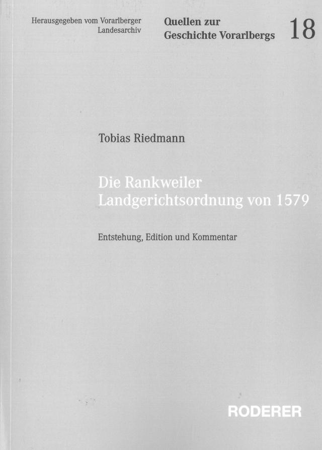 Die Rankweiler Landgerichtsordnung von 1579
