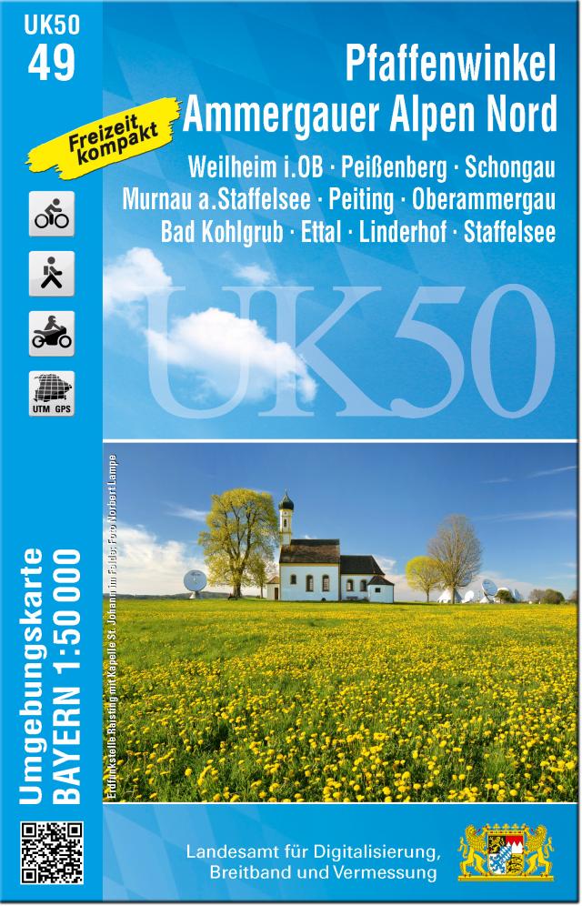 Pfaffenwinkel  Ammergauer Alpen Nord 1 : 50 000 (UK50-49)
