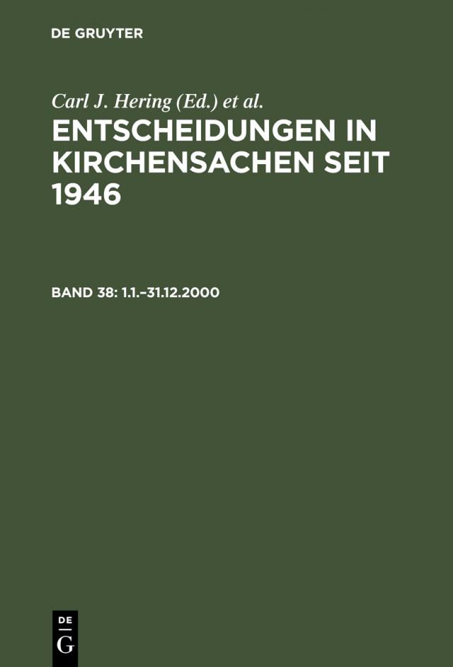 Entscheidungen in Kirchensachen seit 1946 / 1.1.–31.12.2000