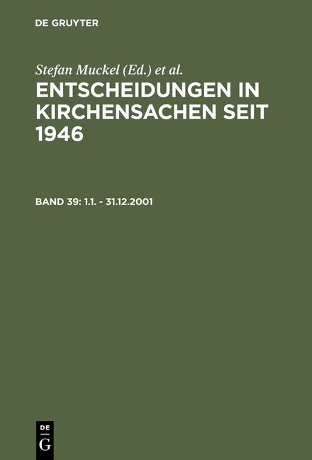 Entscheidungen in Kirchensachen seit 1946 / 1.1. - 31.12.2001