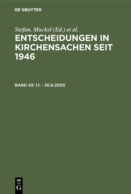 Entscheidungen in Kirchensachen seit 1946 / 1.1. - 30.6.2003