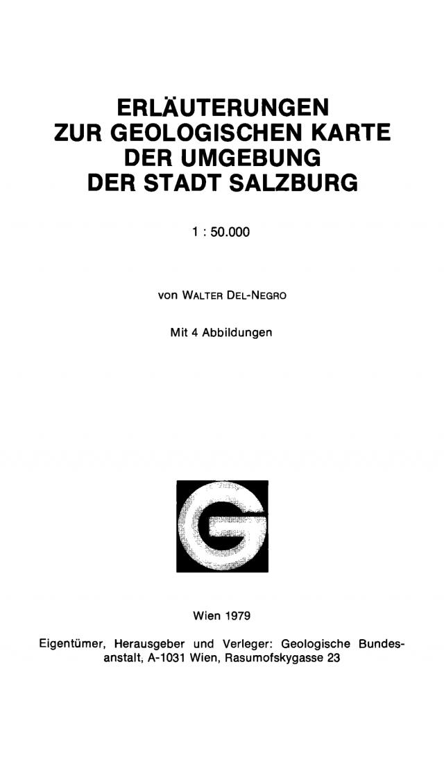 Geologische Karte der Umgebung der Stadt Salzburg 1:50.000: Erläuterungen