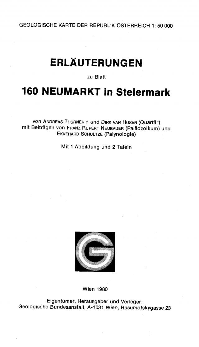 Erläuterungen zu Blatt 160 Neumarkt in Steiermark