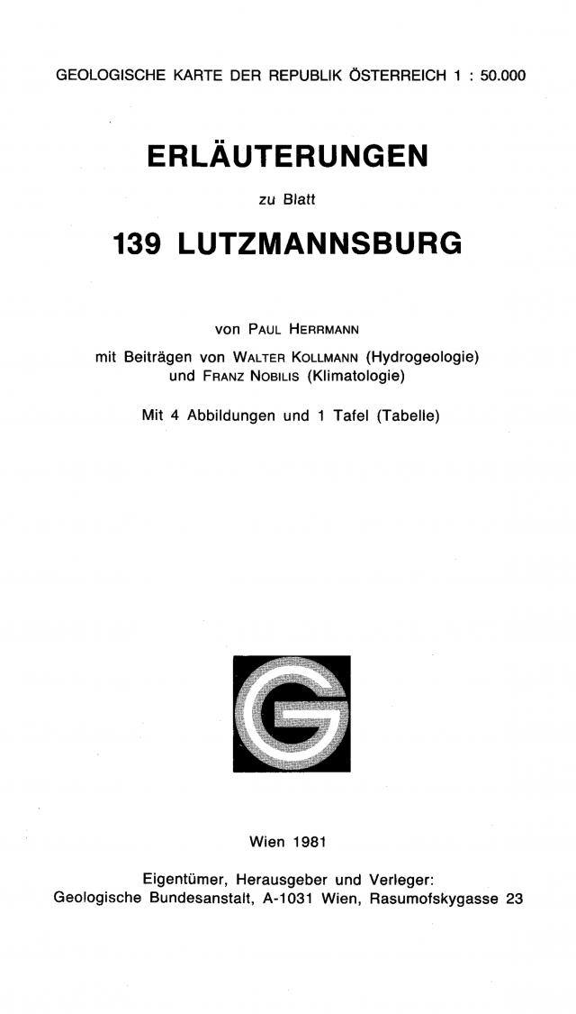 Erläuterungen zu Blatt 139 Lutzmannsburg