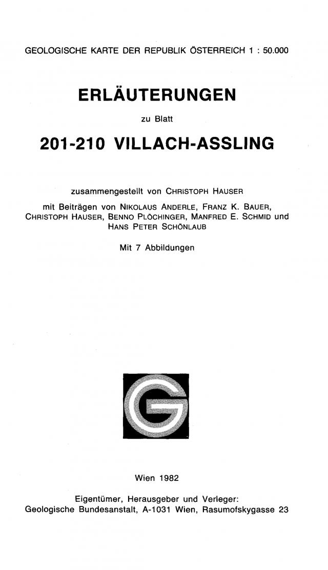 Erläuterungen zu Blatt 201-210 Villach-Assling