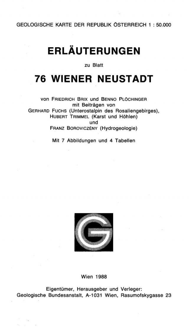 Erläuterungen zu Blatt 76 Wiener Neustadt