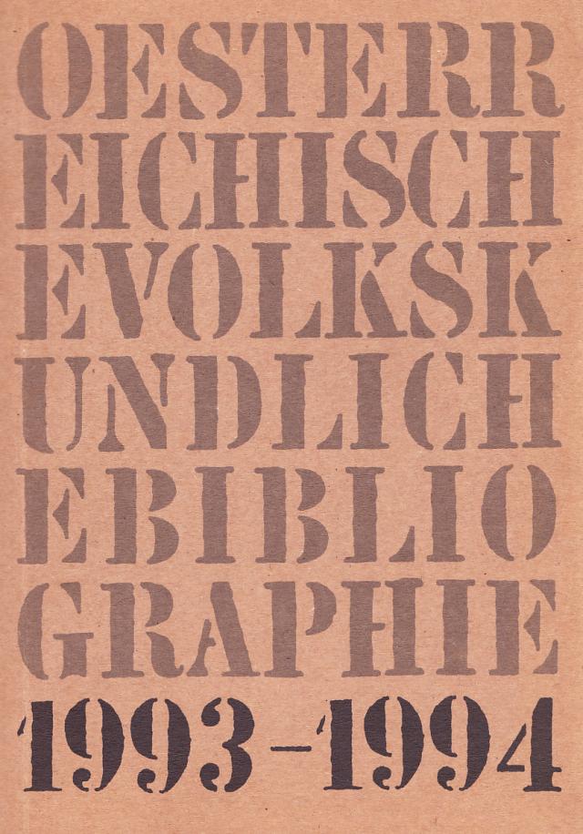 Österreichische Volkskundliche Bibliographie / Österreichische Volkskundliche Bibliographie