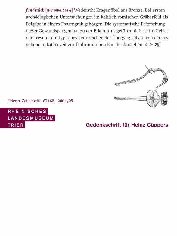 Gedenkschrift für Heinz Cüppers