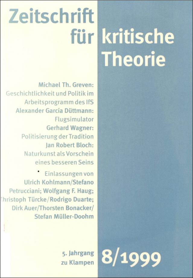 Zeitschrift für kritische Theorie / Zeitschrift für kritische Theorie, Heft 8