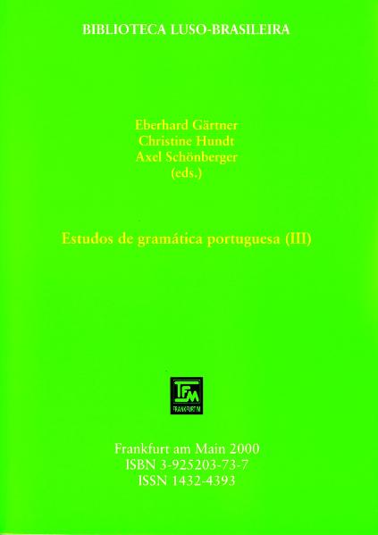 Estudos de gramática portuguesa / Estudos de gramática portuguesa (III)
