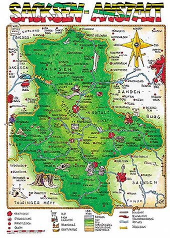 Cartoonlandkarte Sachsen-Anhalt