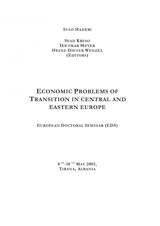 Economic Problems of Transition in Central and Eastern Europe