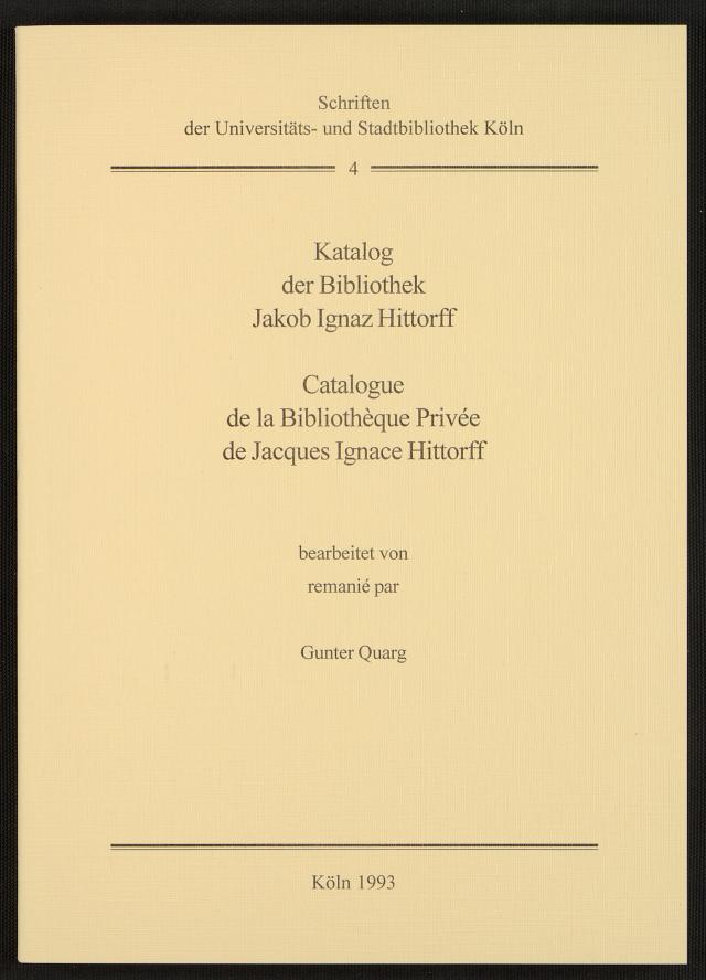 Katalog der Bibliothek Jakob Ignaz Hittorff