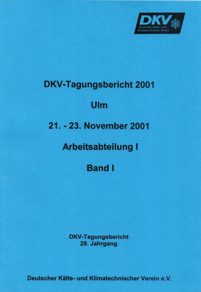 DKV Tagungsbericht / Deutsche Kälte-Klima Tagung 2001 - Ulm