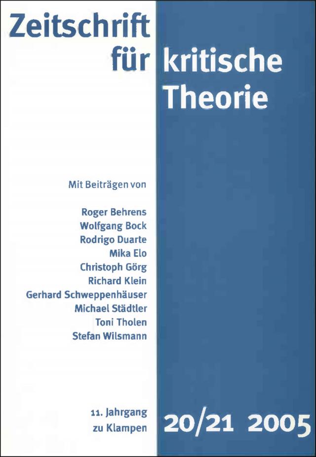 Zeitschrift für kritische Theorie / Zeitschrift für kritische Theorie, Heft 20/21