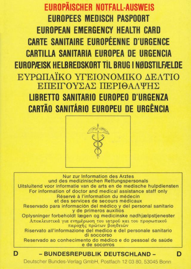Europäischer Notfall-Ausweis