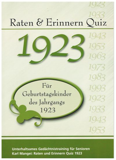 Raten und Erinnern Quiz 1923