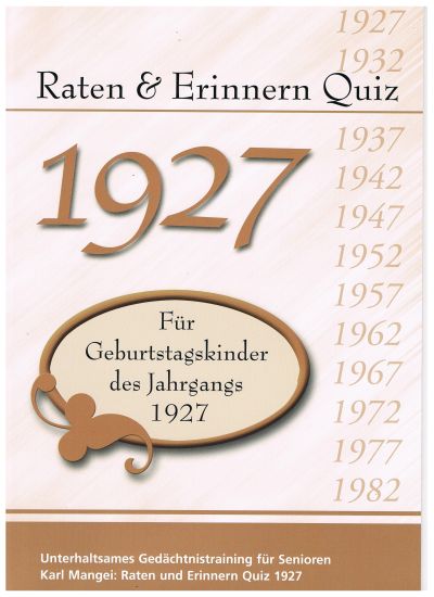 Raten und Erinnern Quiz 1927