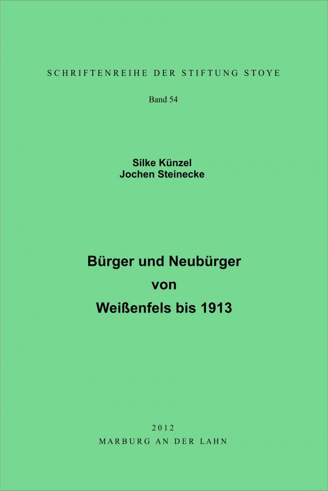 Bürger und Neubürger von Weißenfels bis 1913