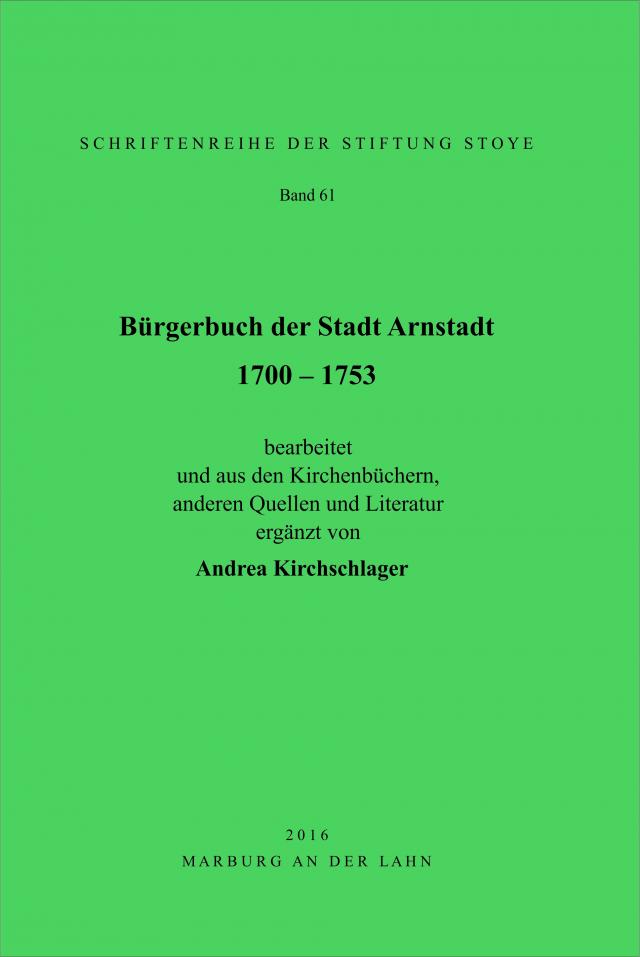 Bürgerbuch der Stadt Arnstadt 1700 - 1753