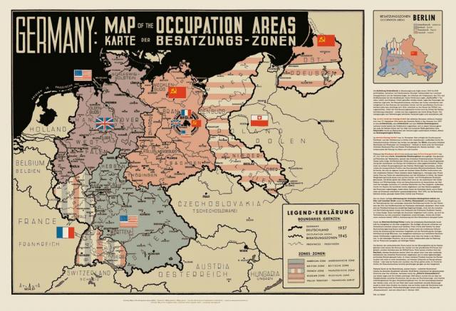 Occupation Map von 1951 (gefaltet) Map of the Occupation Areas - Karte der Besatzungszonen)