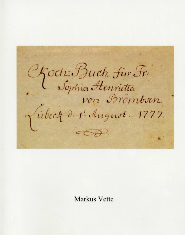 Koch-Buch für Fr. Sophia Henrietta von Brömbsen