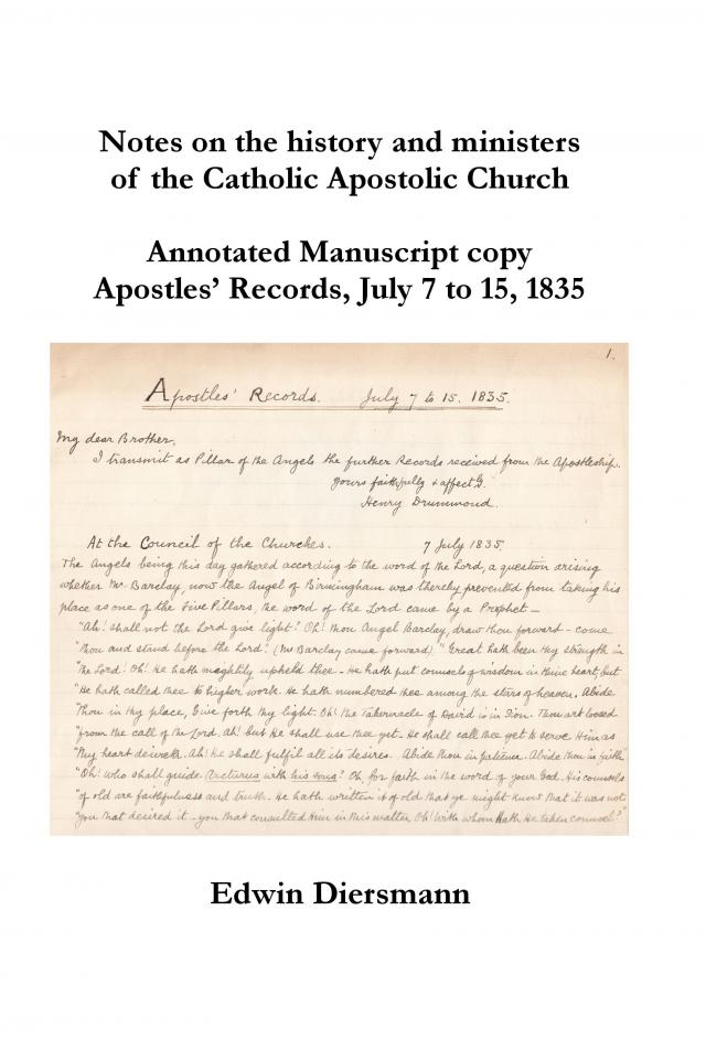 Notes on the history and ministers of the Catholic Apostolic Church
