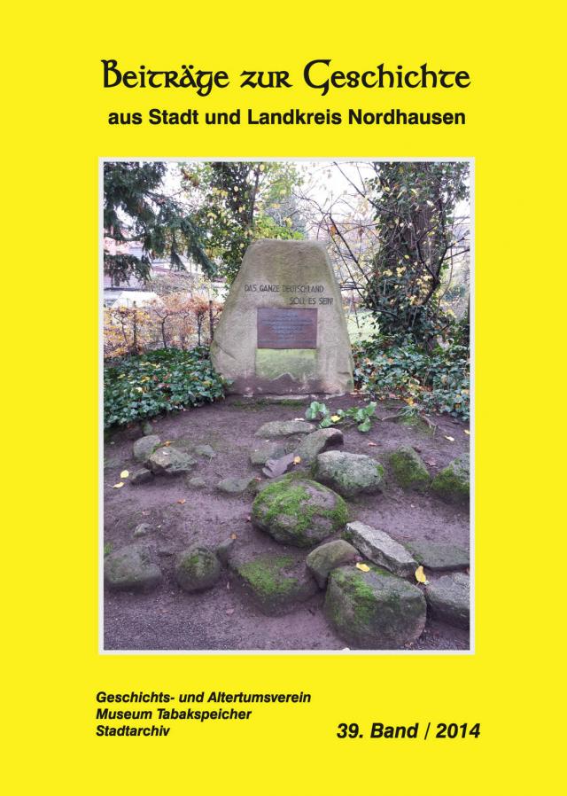 Beiträge zur Geschichte aus Stadt und Landkreis Nordhausen