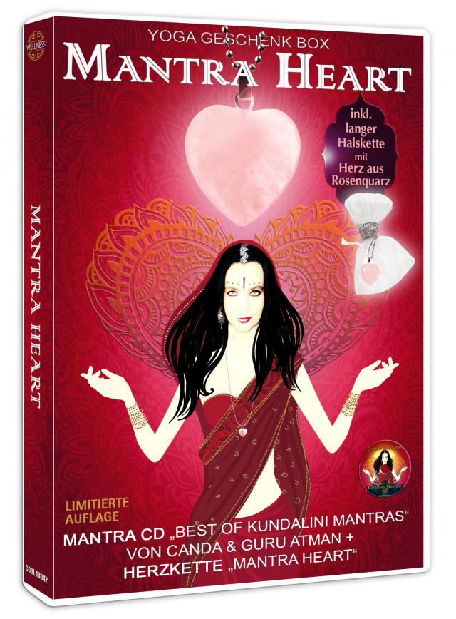 Mantra Heart Yoga Geschenk Box: Mantra CD „Best of Kundalini Mantras“ + Halskette „Mantra Heart“