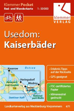 Klemmer Pocket Rad- und Wanderkarte Usedom: Kaiserbäder