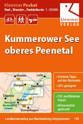Klemmer Pocket Rad-, Wander- und Paddelkarte Kummerower See – oberes Peenetal