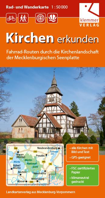 Rad- und Wanderkarte Kirchen erkunden in der Mecklenburgischen Seenplatte