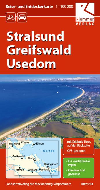 Reise- und Entdeckerkarte Stralsund, Greifswald, Usedom