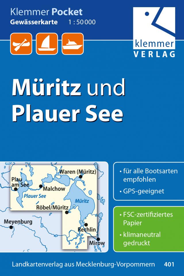 Klemmer Pocket Gewässerkarte Müritz und Plauer See
