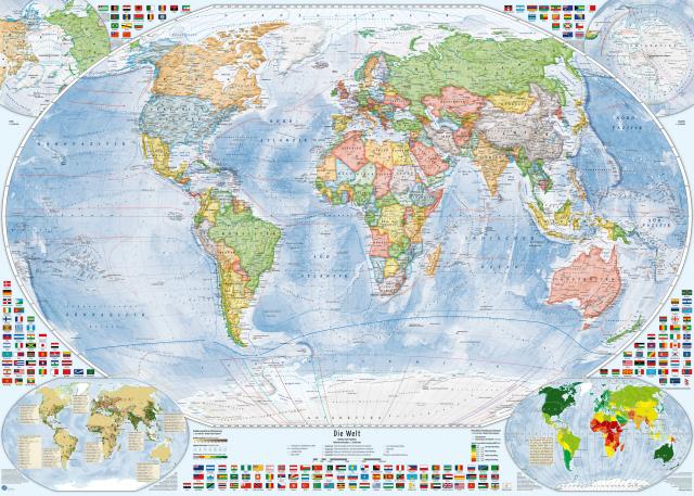 Politische Weltkarte 140 x 100 cm