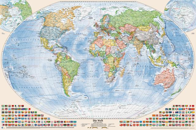 Politische Weltkarte 150 x 100 cm