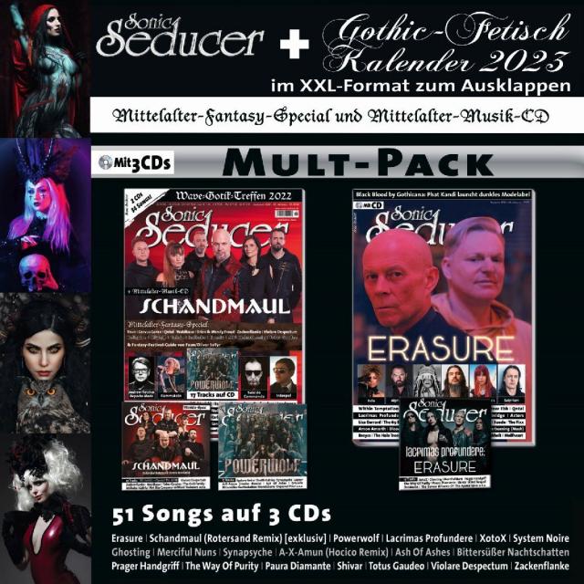 Sonic Seducer Multipack 01/23 (07-08/22+09/22) inklusive Gothic Fetisch Kalender 2023 und 3 Audio-CDs