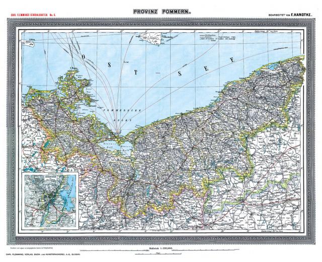 Historische Karte: Provinz POMMERN im Deutschen Reich - um 1903 [gerollt]