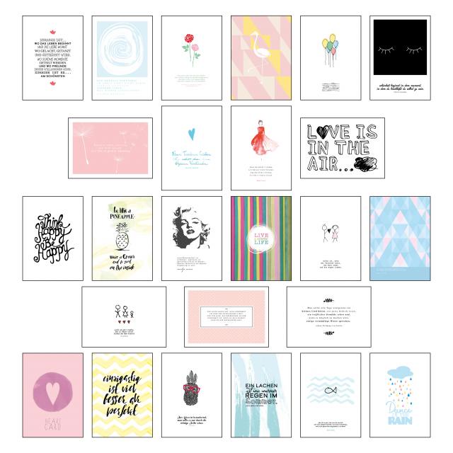 Postkarten Set – Postkarten Sprüche mit 25 hochwertigen versch. liebevollen Motiven und wunderschönen Sprüchen und Zitaten