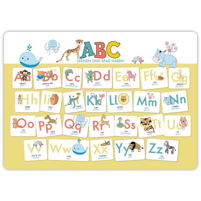 Hochwertiges ABC-Mini-Lernposter der Tiere (32,4 x 45,8 cm): Stabiler Karton, folienbeschichtet, abwischbar.