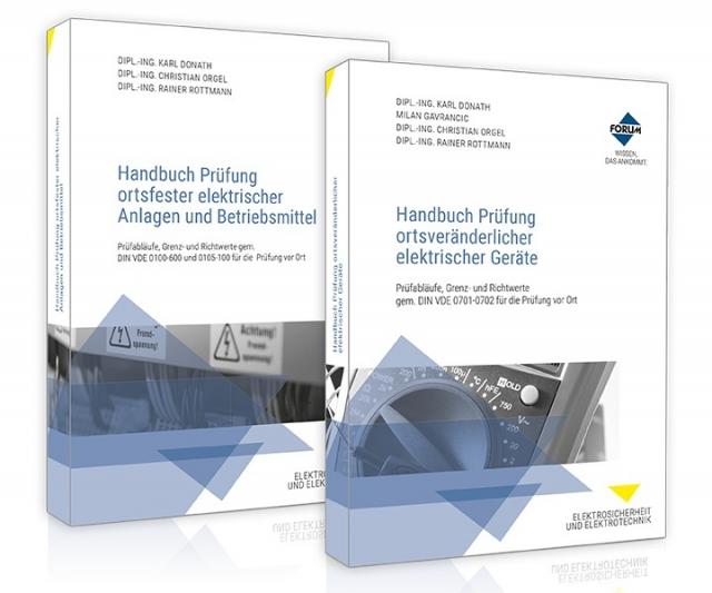 Bundle: Handbuch Prüfung ortsfester elektrischer Anlagen und Betriebsmittel und Handbuch Prüfung ortsveränderlicher elektrischer Geräte, 2 Teile