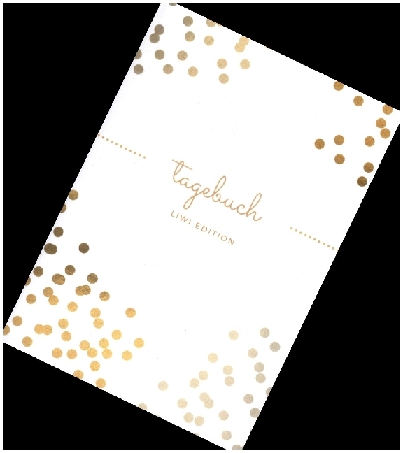 Tagebuch schön A5 liniert - 100 Seiten 90g/m² - Soft Cover goldene Punkte weiß - FSC Papier
