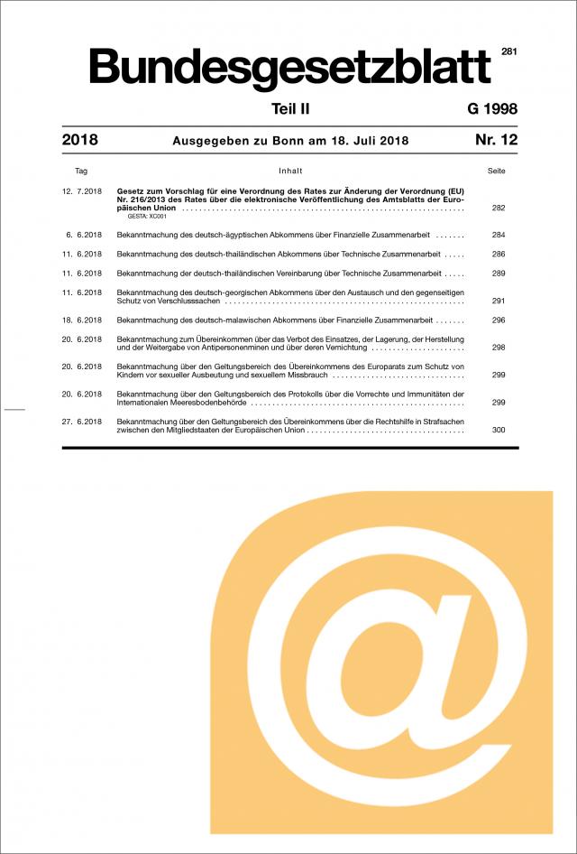 Bundesgesetzblatt Teil II, E-Mail-Infoservice (Jahresabonnement)