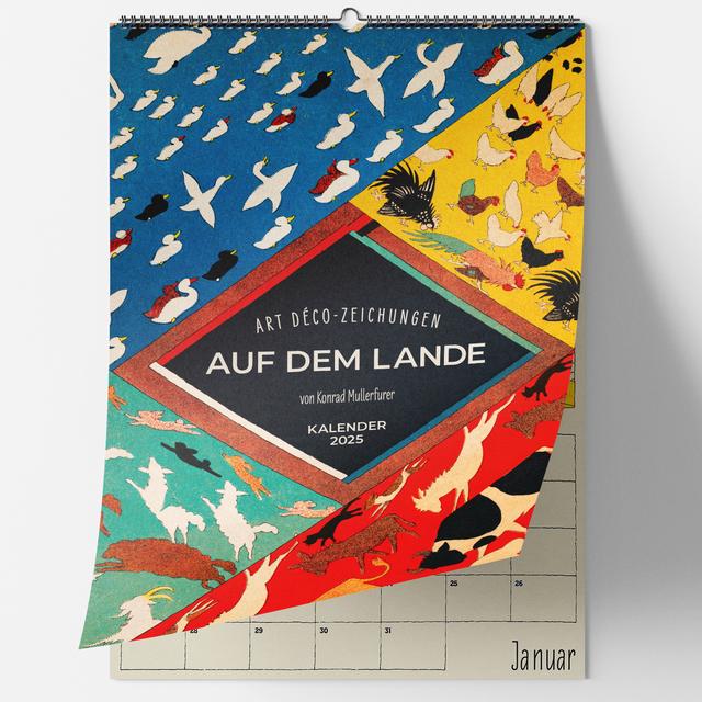 Auf dem Lande. Art Déco Zeichnungen von Konrad Mullerfurer. Wandkalender 2025
