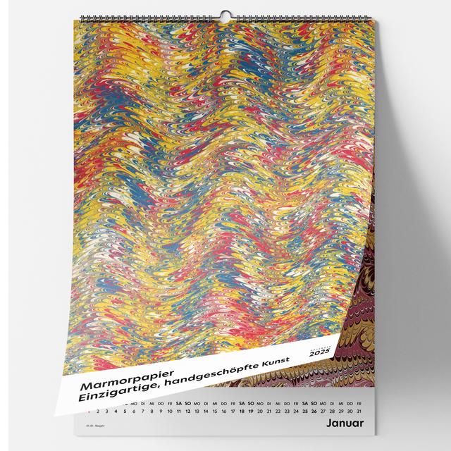 Marmorpapier - Einzigartige, handgeschöpfte Kunst. Wandkalender 2025