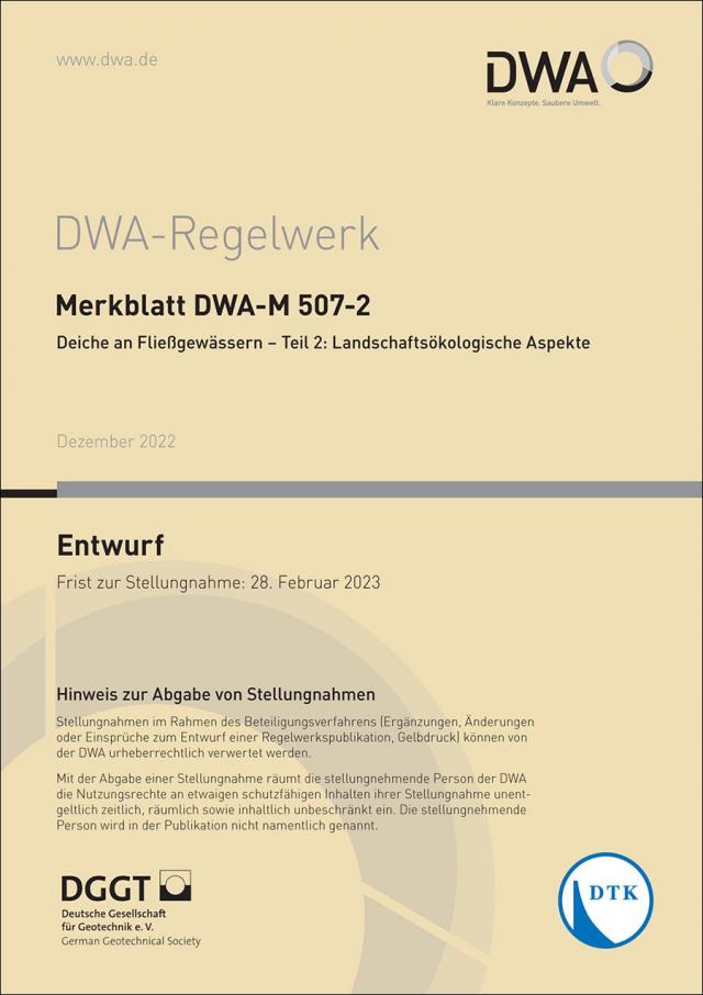 Merkblatt DWA-M 507-2 Deiche an Fließgewässern – Teil 2: Landschaftsökologische Aspekte (Entwurf)