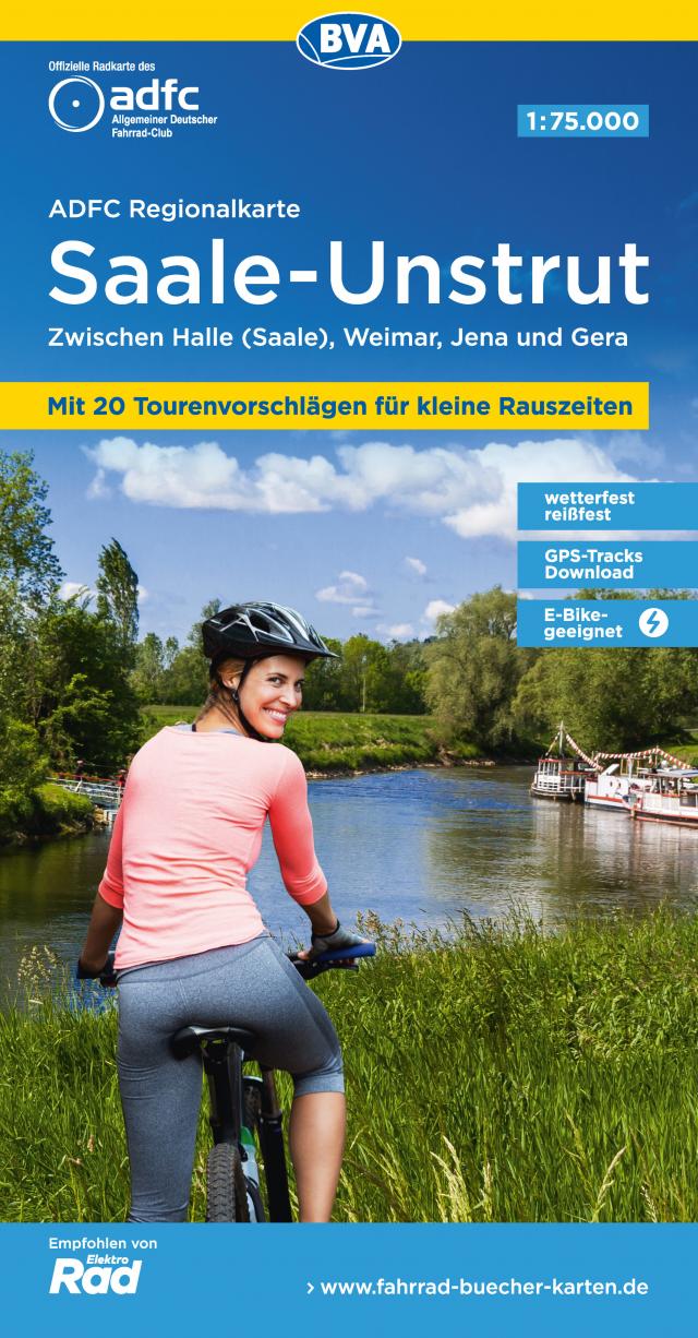 ADFC-Regionalkarte Saale-Unstrut, 1:75.000, mit Tagestourenvorschlägen, reiß- und wetterfest, E-Bike-geeignet, GPS-Tracks Download