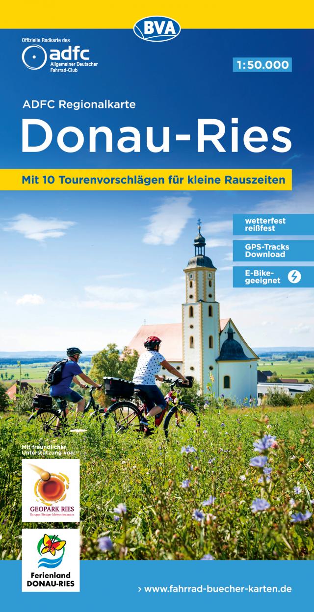 ADFC-Regionalkarte Donau-Ries, 1:50.000, mit Tagestourenvorschlägen, reiß- und wetterfest, E-Bike-geeignet, GPS-Tracks Download
